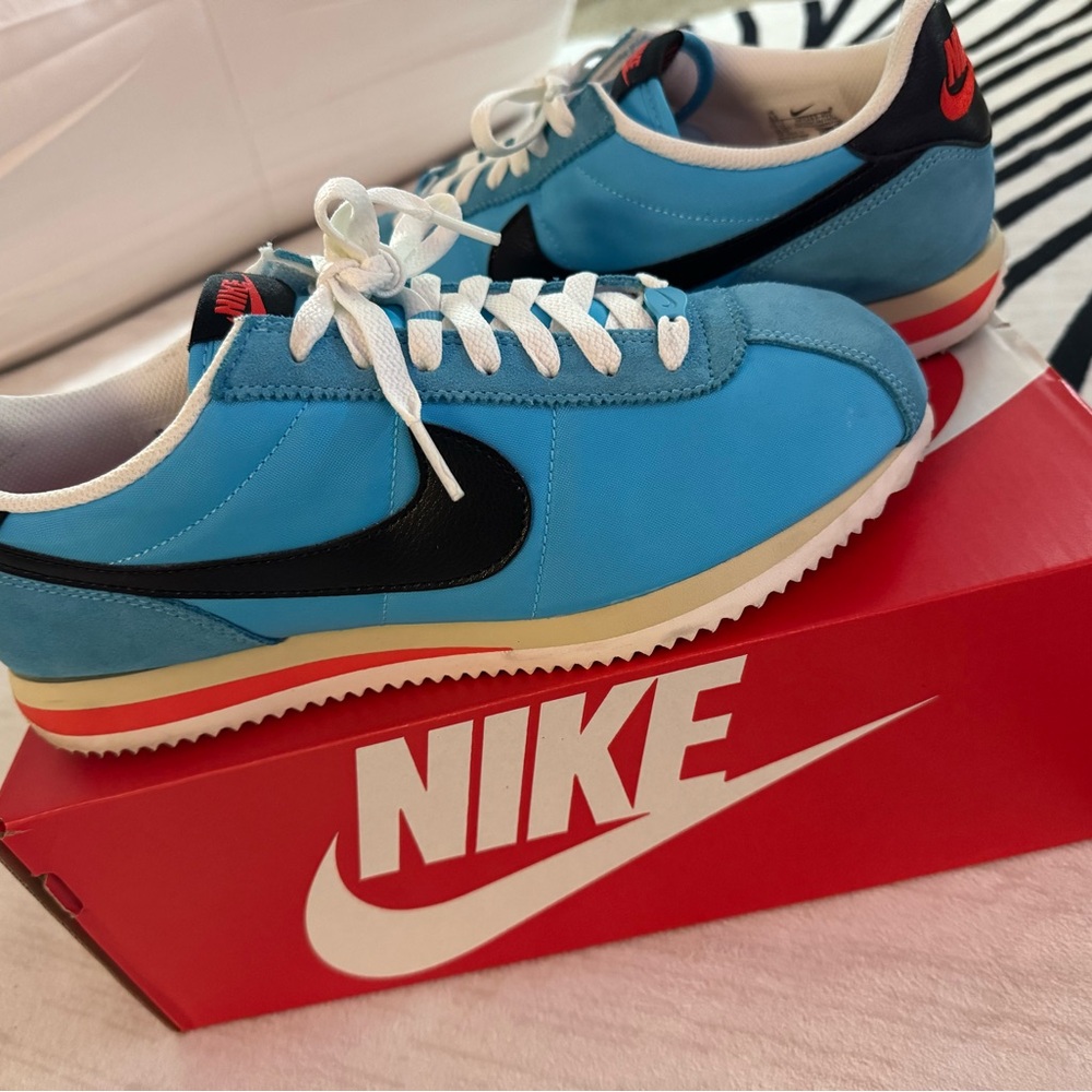 Nike Cortez TXT Baltic Blue Black Size 8.5 Classic Running Shoe